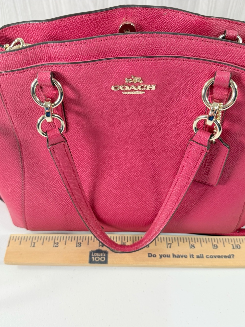 Coach Minetta Crossbody Shoulder Bag Dark Pink Purse Cross Grain Leather - Picture 8 of 9